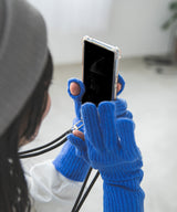 【メール便】スマホ対応カラーニットアームグローブ