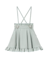 推し色サイドキラキラハートバックルサス付きスカート