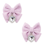 ちびベロアリボンハートパールツインヘアクリップ2個セット