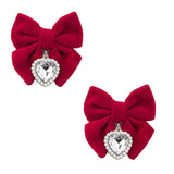 ちびベロアリボンハートパールツインヘアクリップ2個セット