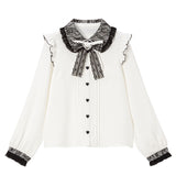 【新春セール】レース重ねハートリボンフリルブラウス