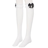 ハートパールビジューリボンレースハイソックス