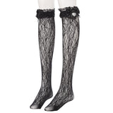 ハートパールビジューリボンレースハイソックス