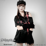 十字架パーツチェーン付オフショルカットソーチュニックトップス