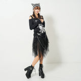 スカル蜘蛛の巣長袖Tシャツ