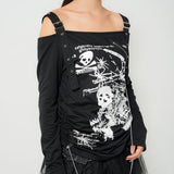 スカル蜘蛛の巣長袖Tシャツ