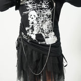 スカル蜘蛛の巣長袖Tシャツ