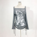 スカル蜘蛛の巣長袖Tシャツ