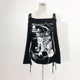 スカル蜘蛛の巣長袖Tシャツ