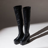 【新春セール】ストレッチフィット厚底美脚ニーハイブーツ【大きいサイズ有】