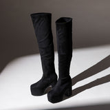 【新春セール】ストレッチフィット厚底美脚ニーハイブーツ【大きいサイズ有】
