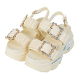 厚底キラキラビジューバックルサンダル