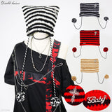 ポンポン付ねこ耳ボーダー編ニット帽