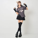 ポンポン付ねこ耳ボーダー編ニット帽