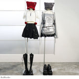 ポンポン付ねこ耳ボーダー編ニット帽