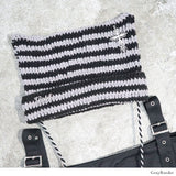 ポンポン付ねこ耳ボーダー編ニット帽