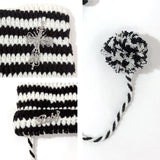 ポンポン付ねこ耳ボーダー編ニット帽