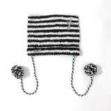 ポンポン付ねこ耳ボーダー編ニット帽