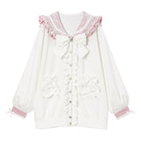 ハートレースリボンセーラー裏毛チュニックブルゾン