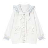 ハートレースリボンセーラー裏毛チュニックブルゾン