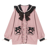 ハートレースリボンセーラー裏毛チュニックブルゾン