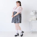 パール襟丸襟ショルダーレースフリルガーリーブラウス