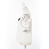 パール襟丸襟ショルダーレースフリルガーリーブラウス