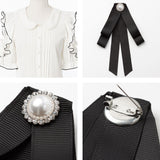 パール襟丸襟ショルダーレースフリルガーリーブラウス