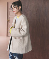 フェイクリングウールリバーシブルミドルジャケット