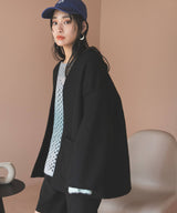 フェイクリングウールリバーシブルミドルジャケット