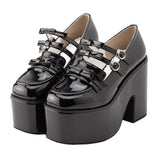 【新春セール】トリプルリボン厚底ローファーパンプス【大きいサイズ有】