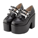 トリプルリボン厚底ローファーパンプス【大きいサイズ有】