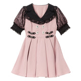 キラキラビジューテーラードレースワンピース