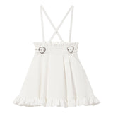 【新春セール】推し色サイドキラキラハートバックルサス付きスカート