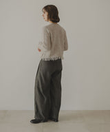 ツイードライクフリンジニットカーディガン