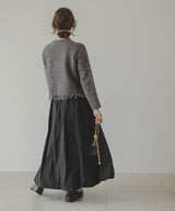 ツイードライクフリンジニットカーディガン