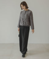 ツイードライクフリンジニットカーディガン