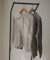 ツイードライクフリンジニットカーディガン