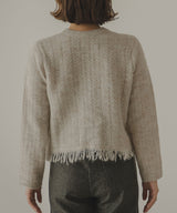 ツイードライクフリンジニットカーディガン