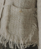 ツイードライクフリンジニットカーディガン