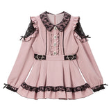 キラキラビジューレース重ねフリルワンピース