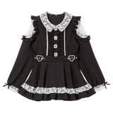 キラキラビジューレース重ねフリルワンピース