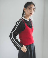 【メール便】スリーブラインレースロンT