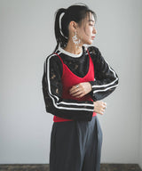 【メール便】スリーブラインレースロンT