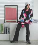 ダンボールセミフレアニットパンツ