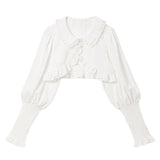 【メール便】選べる襟クラシカルショートフリルブラウス