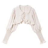 【メール便】選べる襟クラシカルショートフリルブラウス