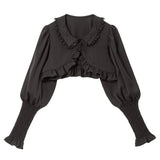 【メール便】選べる襟クラシカルショートフリルブラウス