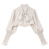 【メール便】選べる襟クラシカルショートフリルブラウス