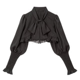 【メール便】選べる襟クラシカルショートフリルブラウス